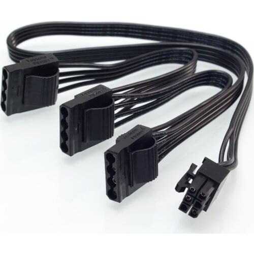 6Pin Male 1 to 3 IDE Female Power Supply Splitter Extension Cable for Molex 4Pin Port Multiplier for Seasonic KM3 Series Modular