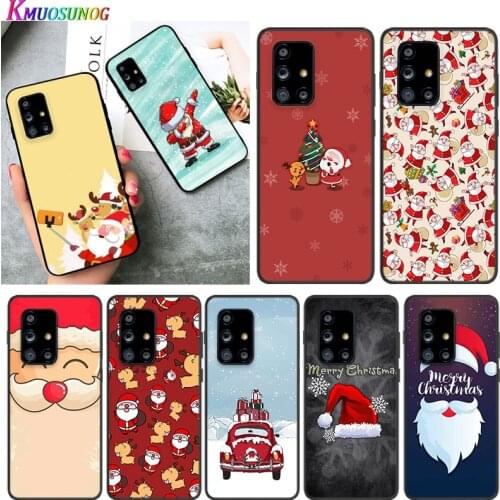 Christmas Old Man Elk for Samsung A91 A81 A71 A72 A52 A51 UW A42 A41 A32 A31 A21 A12 A02S A11 Black Phone Case