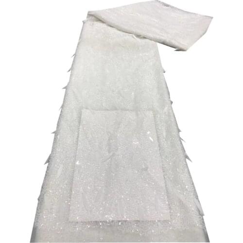 SJ Lace African Sequins Lace Fabric 2021 High Quality Lace Material French Embroidery Tulle Lace Fabric For Party Sewing xb3-85