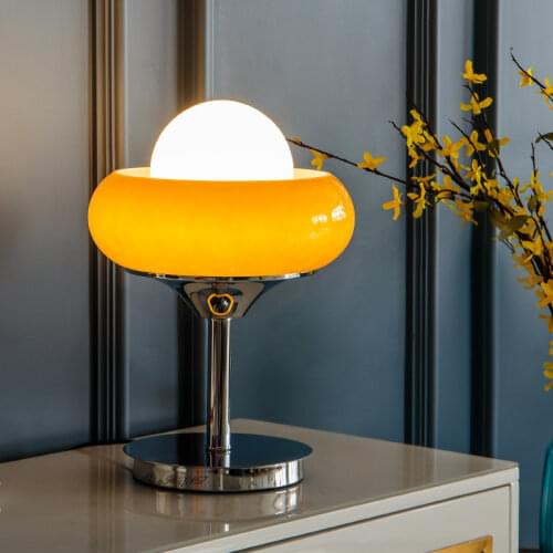 Nordic Retro Glass Table Lamp for Bedroom Decor Vintage Orange Led Lights Living Room Study Desk Lamp Personality Beside Lamp