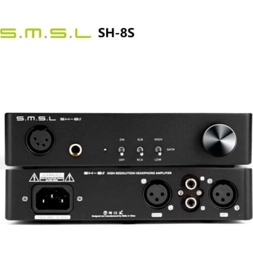 SMSL SH-8S Hi-Res Headphone Amplifier 6.35mm RCA XLR Balanced/Unbalanced Gain Adjustable SH8S Amp