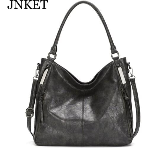 JNKET New Retro Women PU Leather Handbag Large Capacity Shoulder Bag Casual Crossbody Bags