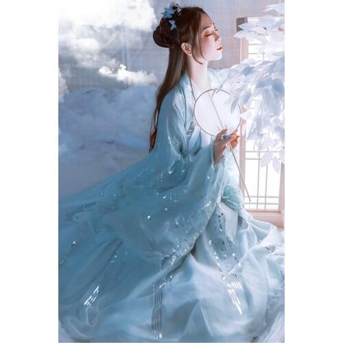 Girls Bule hanfu Traditional for Women Hanfu Costume Fairy Dress Chinese Folk Dance Clothing Dynasty Princess Cosplay Stage Wear