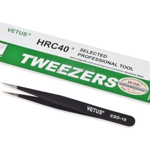 High elasticity precision antistatic stainless steel tweezers ESD-10/11/12/13/14/15/16 For Lab Repair Tools