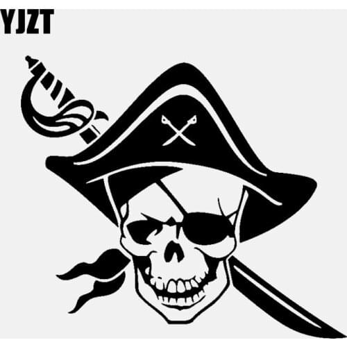 YJZT 16.8CM*14.6CM Pirate Skull Vinyl Decal Personality Car Sticker Black/Silver C3-1838