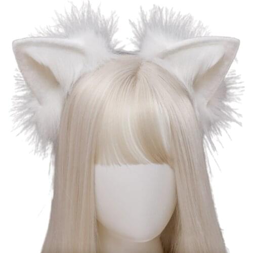 Women Animal Cat Wolf Ears Headdress Plush Furry Lolita Headband Anime for Halloween Christmas Cosplay Accessories