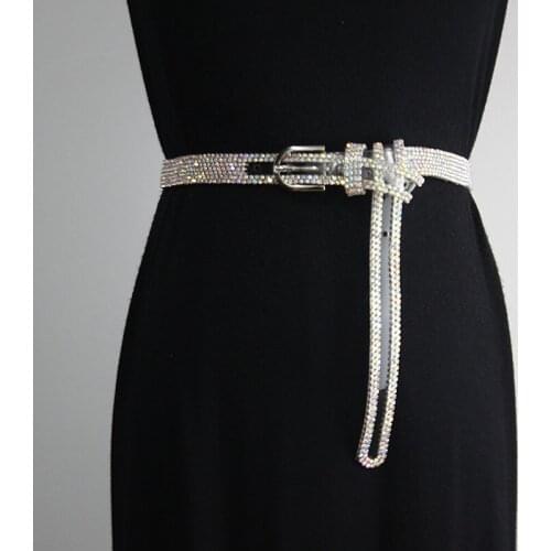 Womens runway fashion blingbling diamonds pvc Cummerbunds female Dress Corsets Waistband Belts decoration wide belt