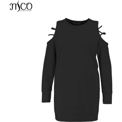 MCO Autumn Sexy Cold Caged Off Shoulder Plus Size Jumper Dress Oversized Black Tunic Dress Basic Big Size Women Clothing 6xl 7xl