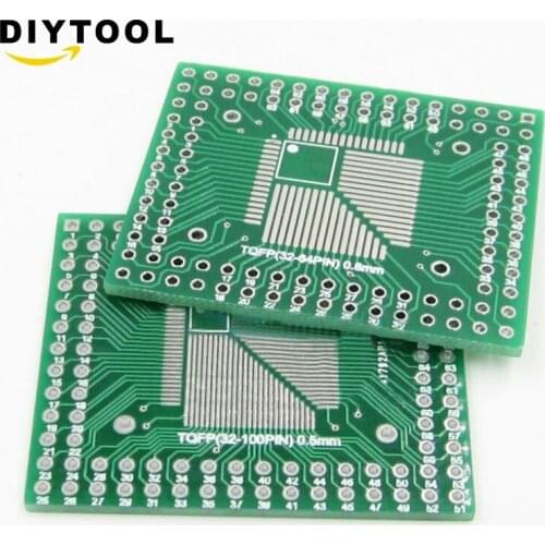 2PCS QFP/TQFP/LQFP/FQFP 32/44/64/80/100 to DIP Adapter PCB Board Converter
