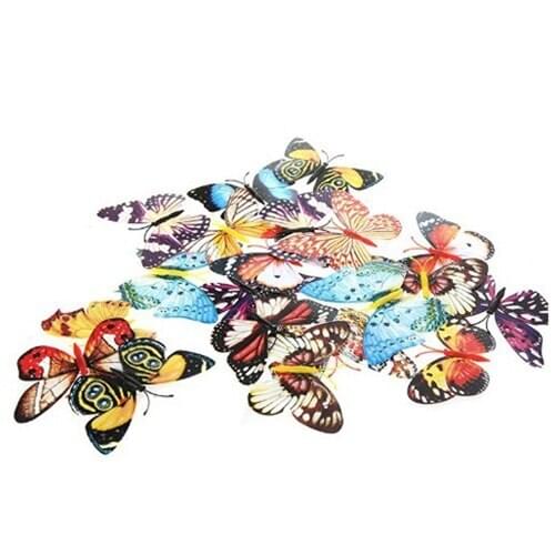 20pcs 10cm Artificial Butterfly Luminous Pin Clip for Home Christmas Wedding Decoration, Colors Randomly Send