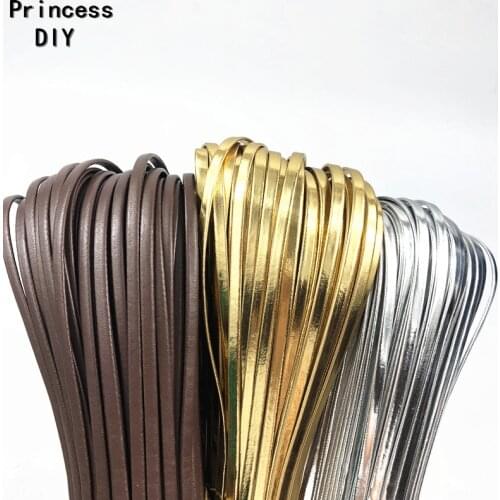 20Yards/Lot Handmade Bracelet Material 5mm Flat PU Leather Cord for Jewelry Faux Leather Ribbon Bias DIY Chocker Necklace Craft