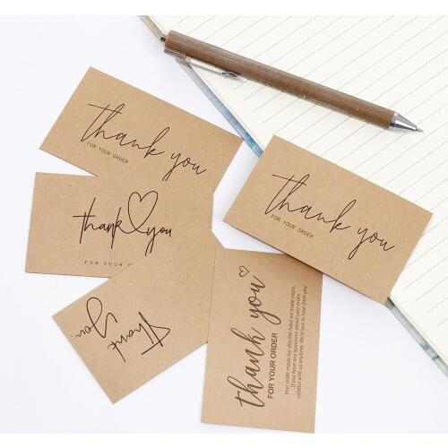 30Pcs Thank You Cards Gift Festival Wedding Party Greeting Card Rainbow Color Letters White/Kraft Paper Package Gift Label