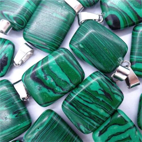 50Pcs 20x16x6mm Wholesale Green And Black Malachite Oblong Pendant Bead DIY Jewelry Accessories Earrings S542