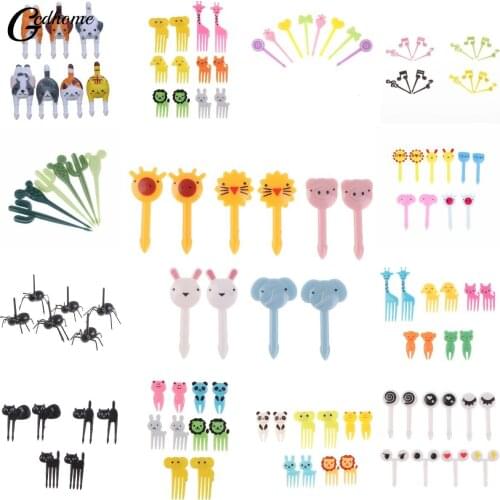 6-12pcs Mini Animal Farm Cartoon Food Picks Children Snack Cake Dessert Food Fruit Forks Lunch Bento Accessories Party Decor