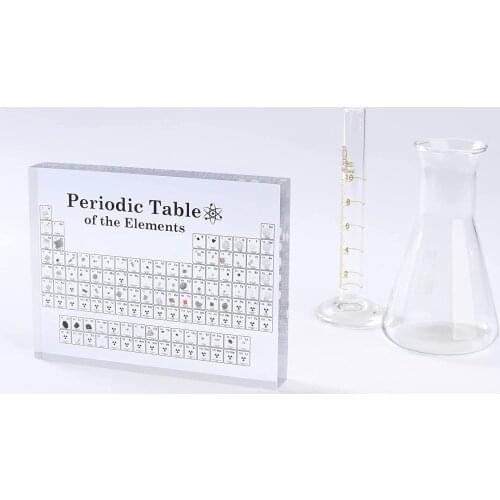 Acrylic Periodic Table Display With Real Elements Kids Teaching School Day Birthday Gifts Chemical Element Display Home Decor