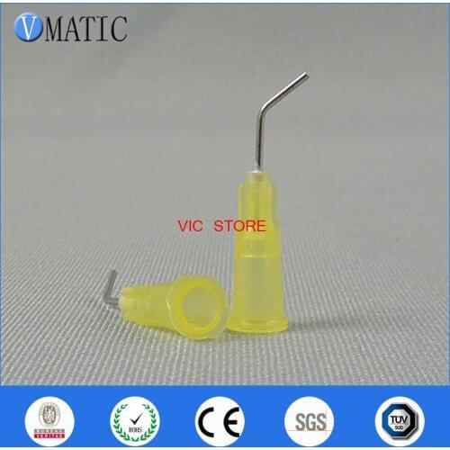 Free Shipping 100Pcs 20G 45 Bent Degree 0.5'' Pre-Bent Glue Dispenser Needle Tip 1/2 Inch
