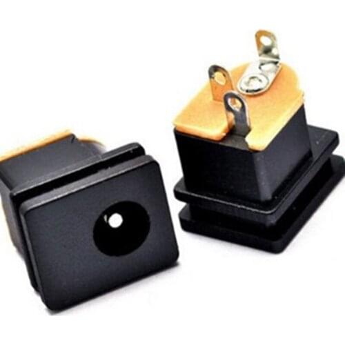 Free shipping 100PCS DC Power Socket DC-015 DC015 Jack 5.5-2.1 MM Square Panel Mounting