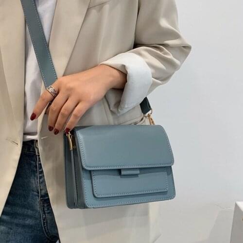 Brand Solid Color PU Leather Crossbody Bags For Women 2021 Luxury Quality Shoulder Messenger Bag Simple Luxury Female Handbags