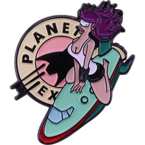 Leela on planet express ship brooch cartoon fans perfect accessory
