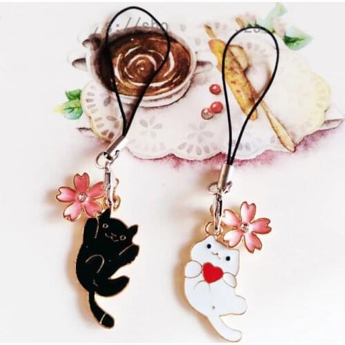 DIY Cute Cat Hang Rope Phone Strap Lanyards for iPhone/Samsung/Xiaomi/Huawei USB Flash Drive Keychain Mobile Phone Strap