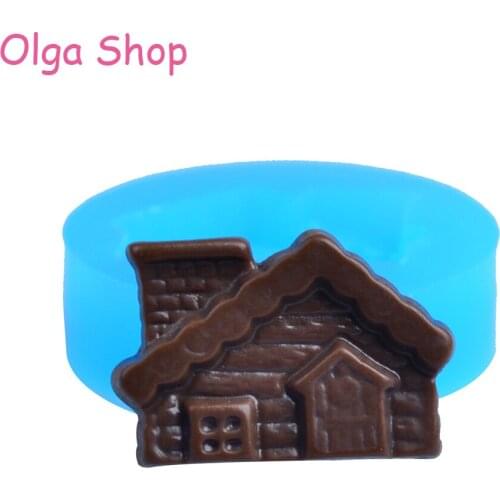 QYL078 House Shaped Cookie Flexible Silicone Mold Polymer Clay Charms Clay Push Mold (Clay Wax Epoxy Gum Paste Fondant)
