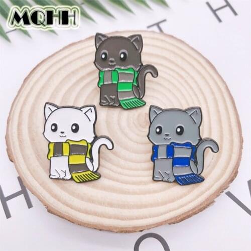Cartoon Sweet Little Animals Enamel Brooch Cats Dogs Scarves Pins Alloy Badges Clothes Bags Accessories Jewelry Gifts For Friend