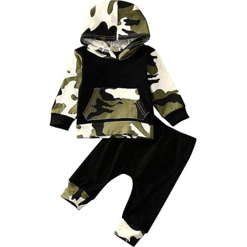 Newborn Baby Boys Camouflage Clothes Set Autumn Winter Baby Long Sleeve Hoodies Tops +Pants Outfits Cotton Casual Tracksuits