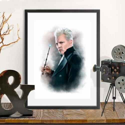 Grindelwald Famous American Actor Portrait Canvas Poster Hand Painted Art Painting Movie Fans Gift Home Wall Decorative Prints
