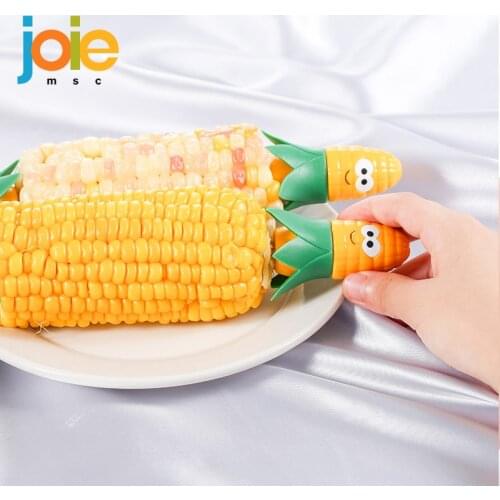 Joie Corn Star Interlocking Corn On The Cob Holders Cleaner Safe From Hot Corn Stainless Steel Prongs BPA-free Plastic Handles