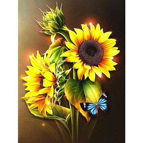 Full Square/Round 5D DIY Diamond Painting Sunflower Rhinestones Mosaic Diamond Embroidery butterfly wall home decoration FG1739