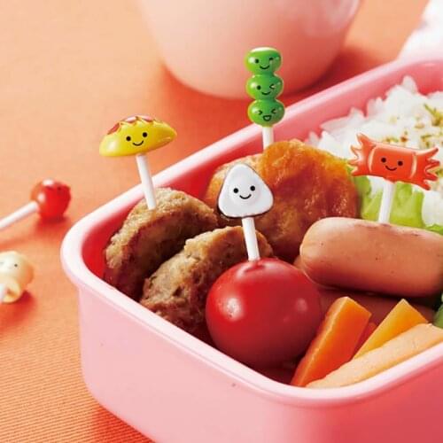 6PCS Food Fruit Dessert Fork Set Mini Cartoon Children Snack Cake Dessert Pick For Kids Toothpick Bento Lunches Party Decor