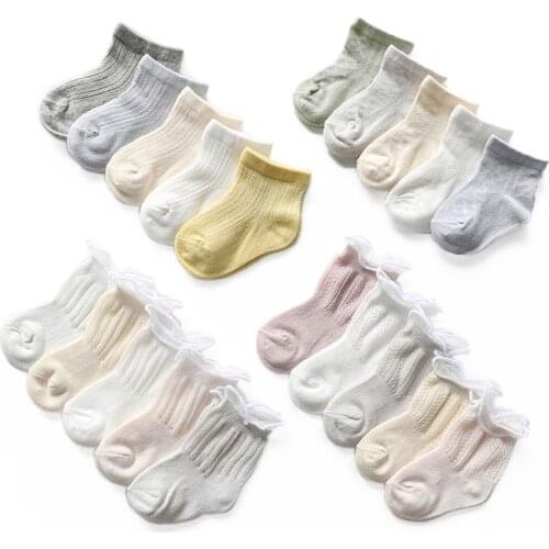 5Pairs/Pack Baby Socks New born Summer Mesh Thin Baby Socks for Girls Infant Cotton Casual Baby Boys Socks Summer Style