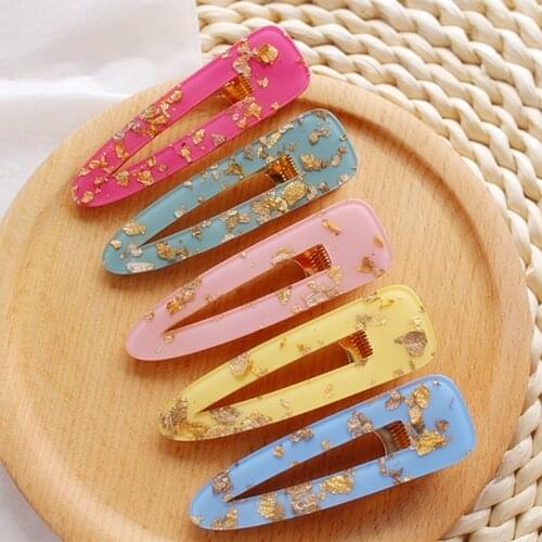 New Fashion Women Acrylic Hair Clip Hollow Waterdrop Girls Foil Sequins Hairpins Barrettes Headbands Accessories