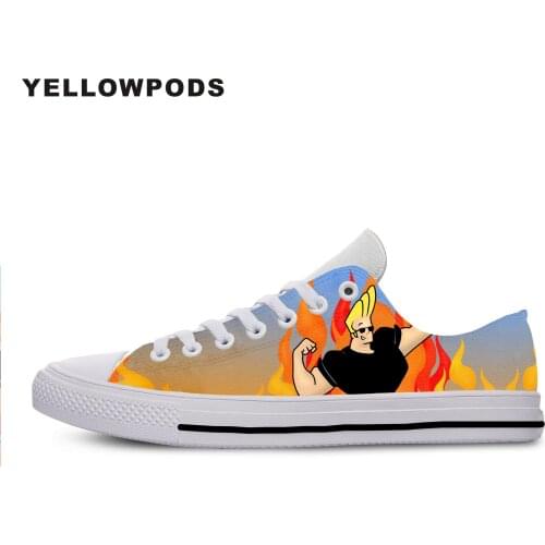 New Canvas Men Casual Shoes Newest Johnny Bravo Bodybuilding Funny High Quality Cartoon 3D Print Comfortable Off White Shoes Man