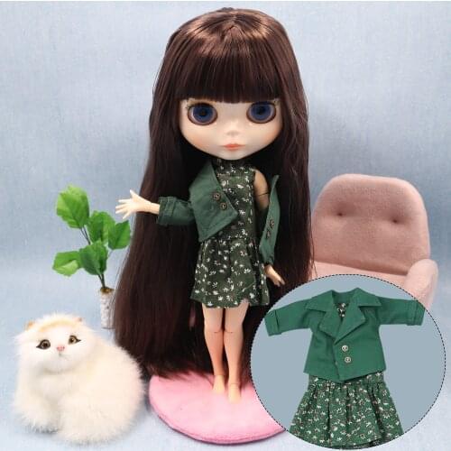 DBS blyth doll clothes Green and Brown dress and coat for the JOINT body cool dressing
