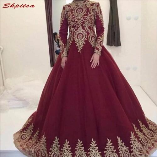 Long Sleeve Mother of the Bride Dresses for Weddings Lace High Neck Dubai Evening Prom Groom Godmother Dresses