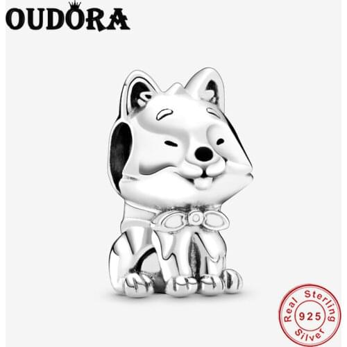 925 Sterling Silver Japanese Akita Inu Dog Charm Fit Original Pandora Bracelet Charms Beads Jewelry Making Berloque