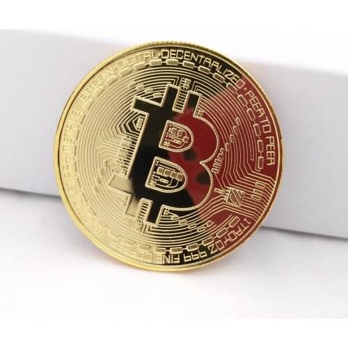 Gold Plated Bitcoin Coin Collectible Bit Coin Art Collection Gift Physical Coin Souvenir With Case Drop shipping Ma28