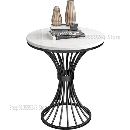 Customized Light Luxury Corner Table Marble Side Table Living Room Sofa Side Table Balcony Small Round Table Bedside Cabinet Cre