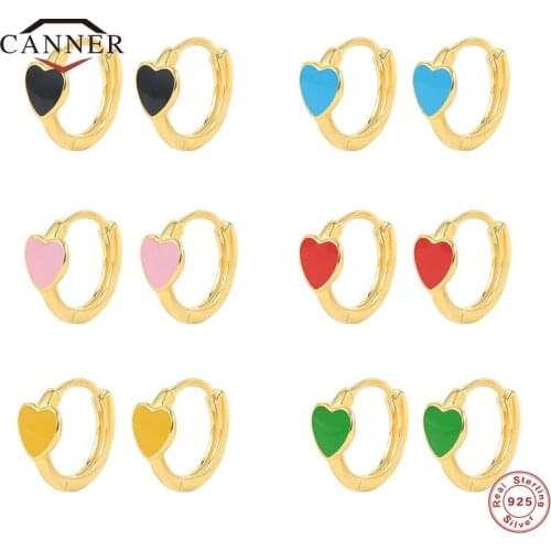 CANNER Heart Round Circle Earring 925 Sterling Silver Hoop Earrings for Women Jewelry Small Piercing Cartilage Huggie Earings