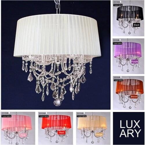 For Foyer living room bedroom dinning room use modern vintage Crystal chandelier with fabric shade