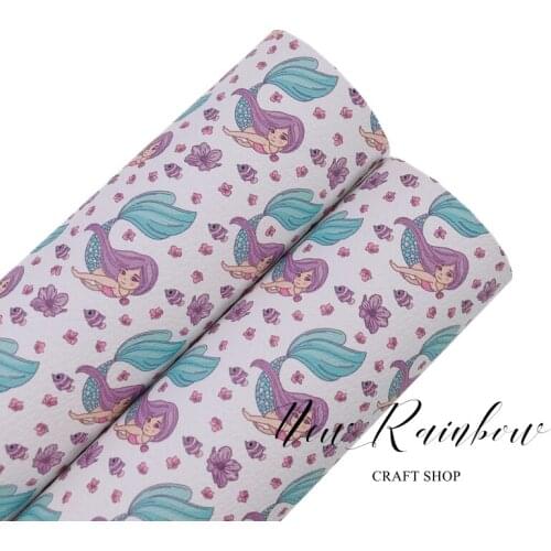 New Rainbow 30x22CM Sheet Mermaid Princess Sea Travel Nice For Summer Decoration Faux Leatherette Bow Making Fabric, DIY Crafts