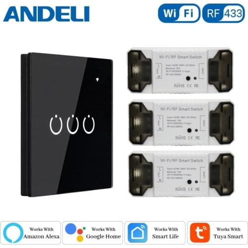 Tuya Wifi Smart Breaker Rf433 mhz and 86 EU Wall Panel rf Wireless Remote Control Receiver Module for Ceiling Lamp LED 110V220V