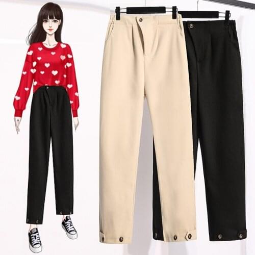 2021 Winter New Women Plus Size Elastic High Waist Pleated Woolen Straight Corduroy Pants Woman Clothes Woolen Plus Size 4xl