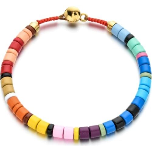 ZMZY Snap Jewelry Rainbow New Handmade Tila Beads Bracelets For Women Colorful Layer Beads Bracelets Fashion Jewelry