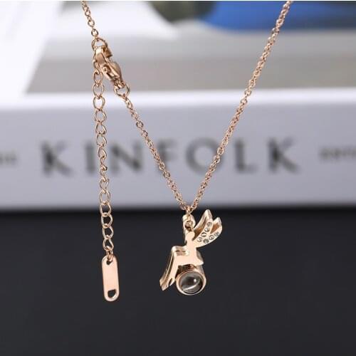 Cute Romantic Love Memory Fairy Girl Pendant Women Necklaces Female No Fade Stainless Steel Chokers Necklace Ladies Jewelry Gift