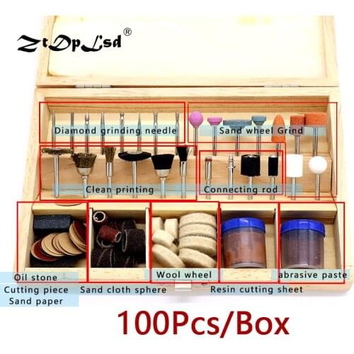 100Pcs Mini Drill Rotary Fit Grinding Carving Polishing Electric Hand Sets Grinder Head Wood Resin Multi Power Sanding Tools