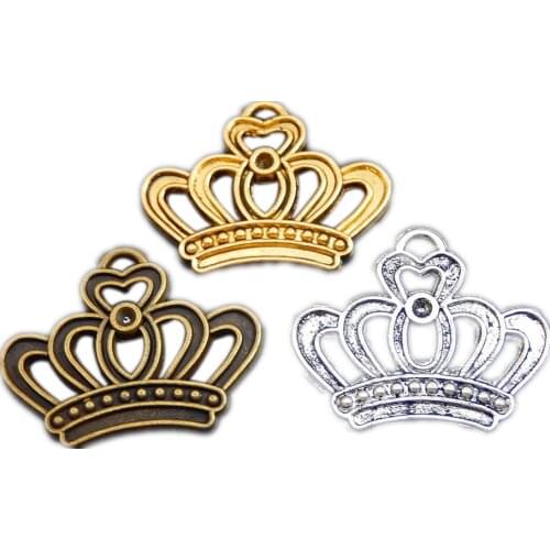 15pcs Mix 3Color Alloy Bronze Vintage Metal Crown Shape Bracelet Necklace Pendant Connector 23*18mm Charms Jewelry Fine GR-719