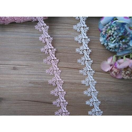 2Yards Lace Trim White Pink Fabric Embroidered Net Garment Tassel Ribbon Headband Wedding Party Decor Gift DIY Accessories