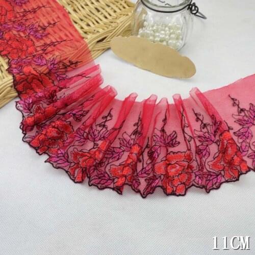 3Yds Embroidered Red Floral Lace Fabric Cloth Evening Dress Material Lingerie Bra Fabrics Dropshipping